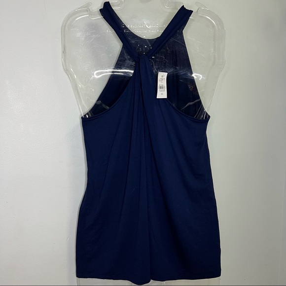 NEW The Loft Dark Blue Mock Neck Halter Sleeveless Tank Top Size XS - Picture 7 of 7